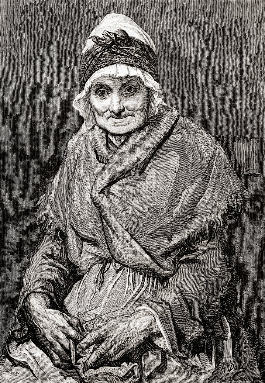 Gustave Dore 1880-ban készített rajza után, amelyet Francoise nevű ápolónőjéről készített. Az 1885-ben megjelent Gustave Dore élete és emlékei című kötetből. alkotó: Gustave Dore