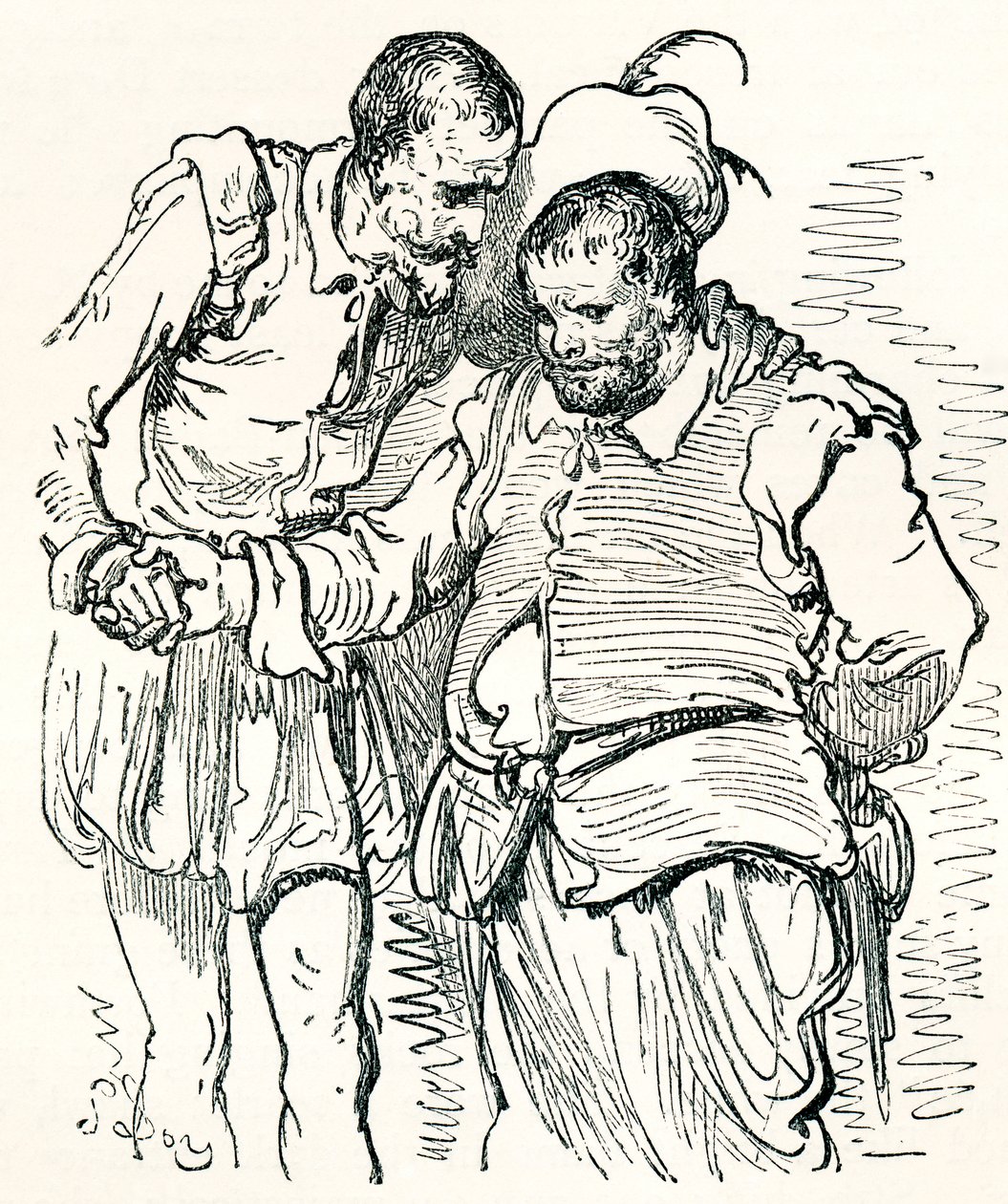 Gustave Dore Don Quijote és Sancho Panza eredeti rajza után. Gustave Dore 1885-ben kiadott Élet és emlékek című kötetéből. alkotó: Gustave Dore