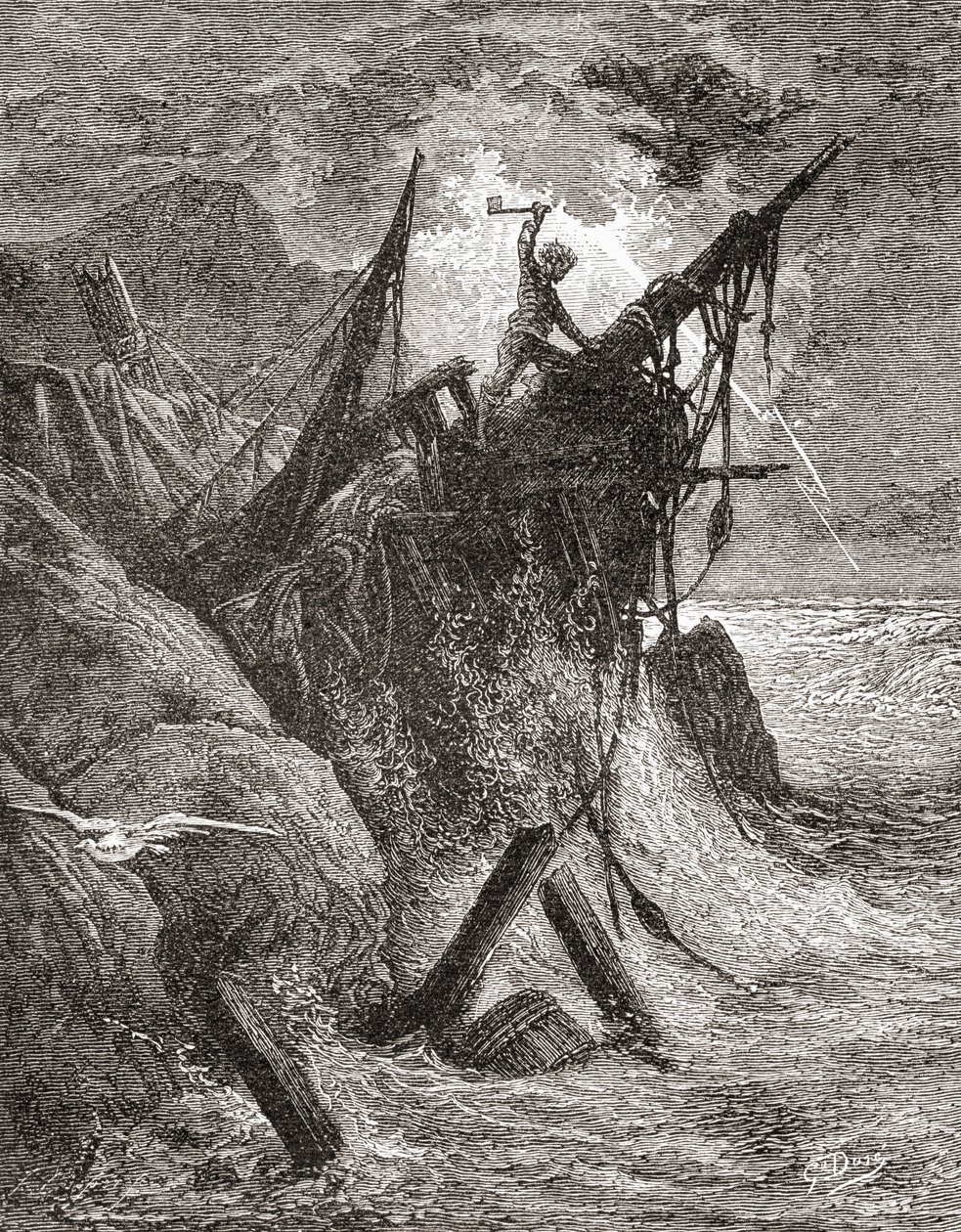 Gustave Dore eredeti műve után Victor Hugo A tenger munkásai című könyvéhez. Gustave Dore 1885-ben kiadott Élet és emlékek című kötetéből. alkotó: Gustave Dore