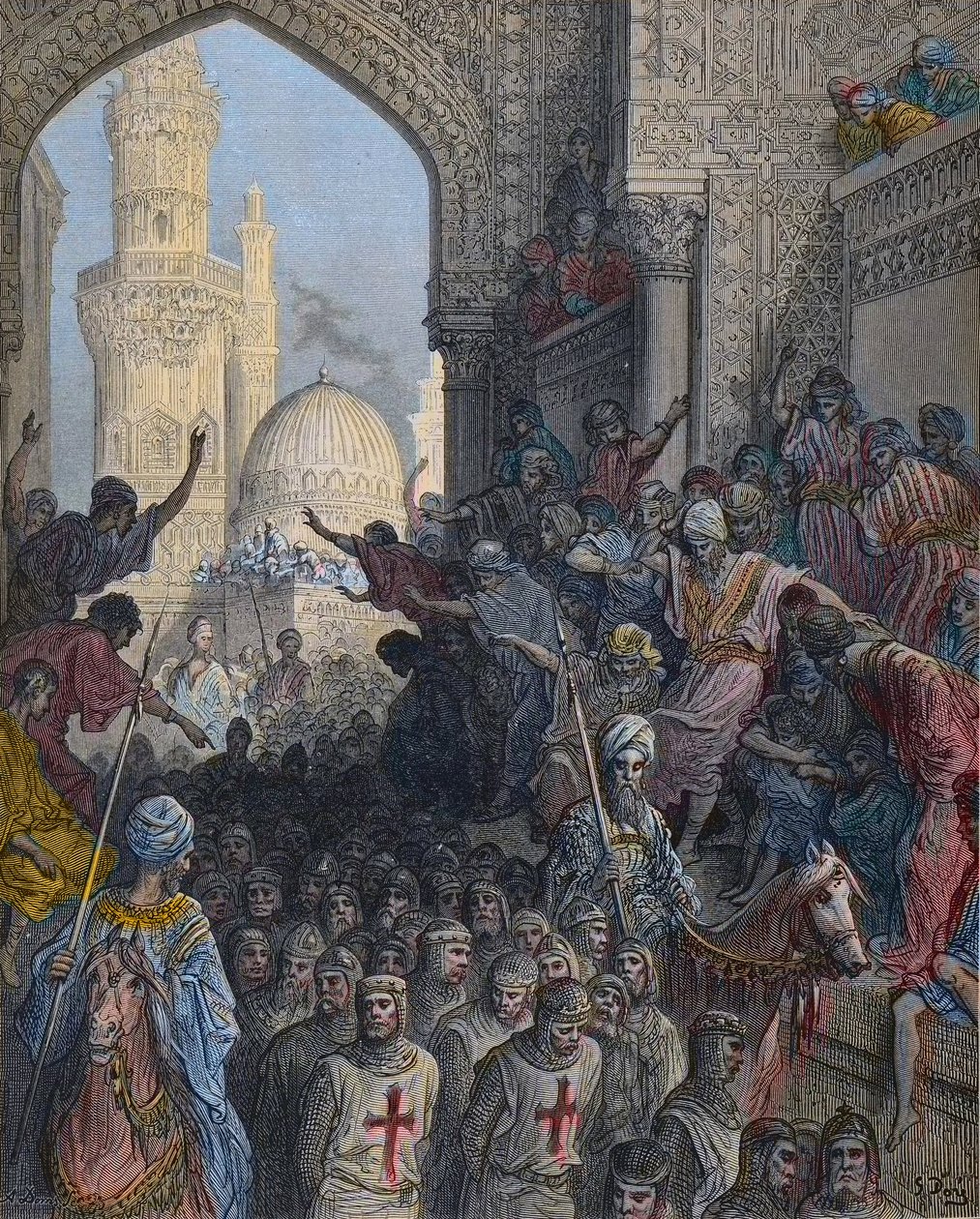 Minieh foglyok Kairóba érkezése - Hetedik keresztes hadjárat 1248-1254, Szent Lajos vezetésével - Foglyok érkezése Kairóba - Mansura veresége után (Mansourah-i csata) február 8-án alkotó: Gustave Dore