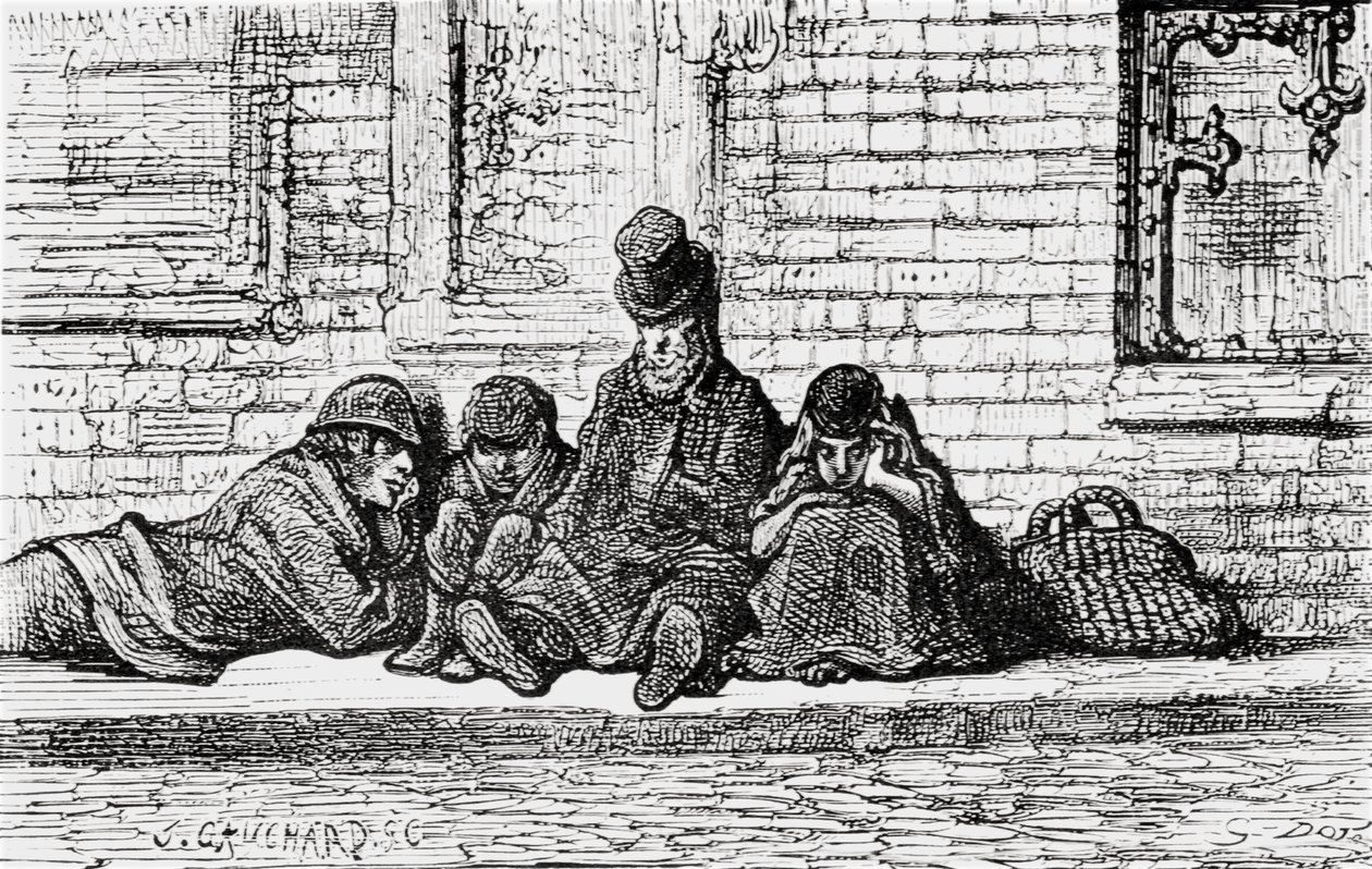 "Alszik az utcákon", 1872. alkotó: Gustave Dore
