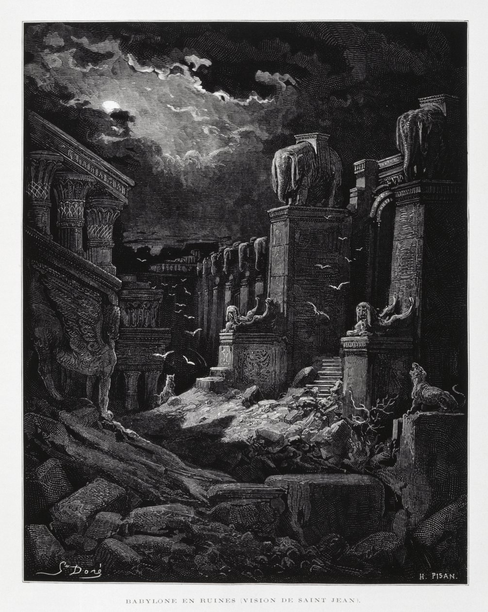 Babilon romokban (Keresztelő János látomása), illusztráció a Dore Bibliából. alkotó: Gustave Dore