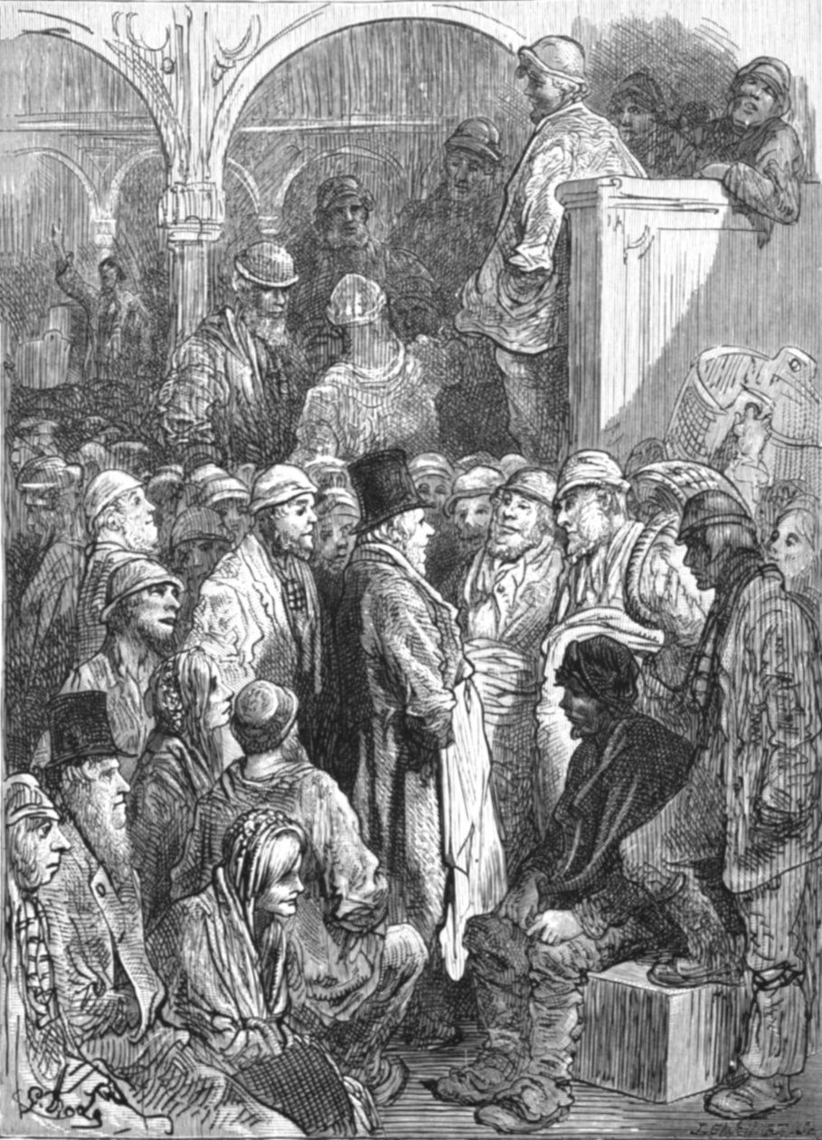 „Billingsgate – A piac megnyitása”, 1872. alkotó: Gustave Dore