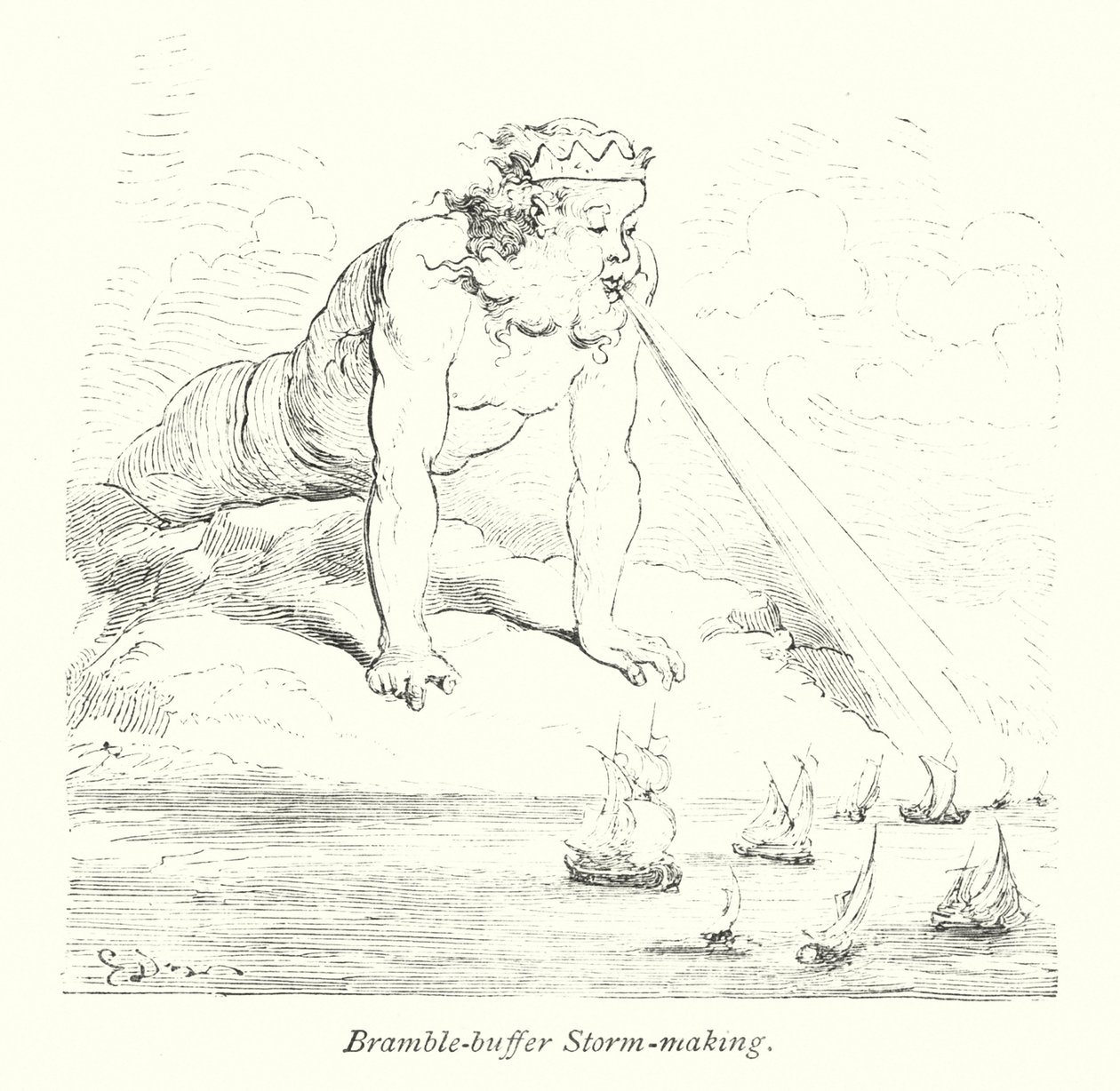 Bramble Buffer Storm Making (gravírozás) alkotó: Gustave Dore
