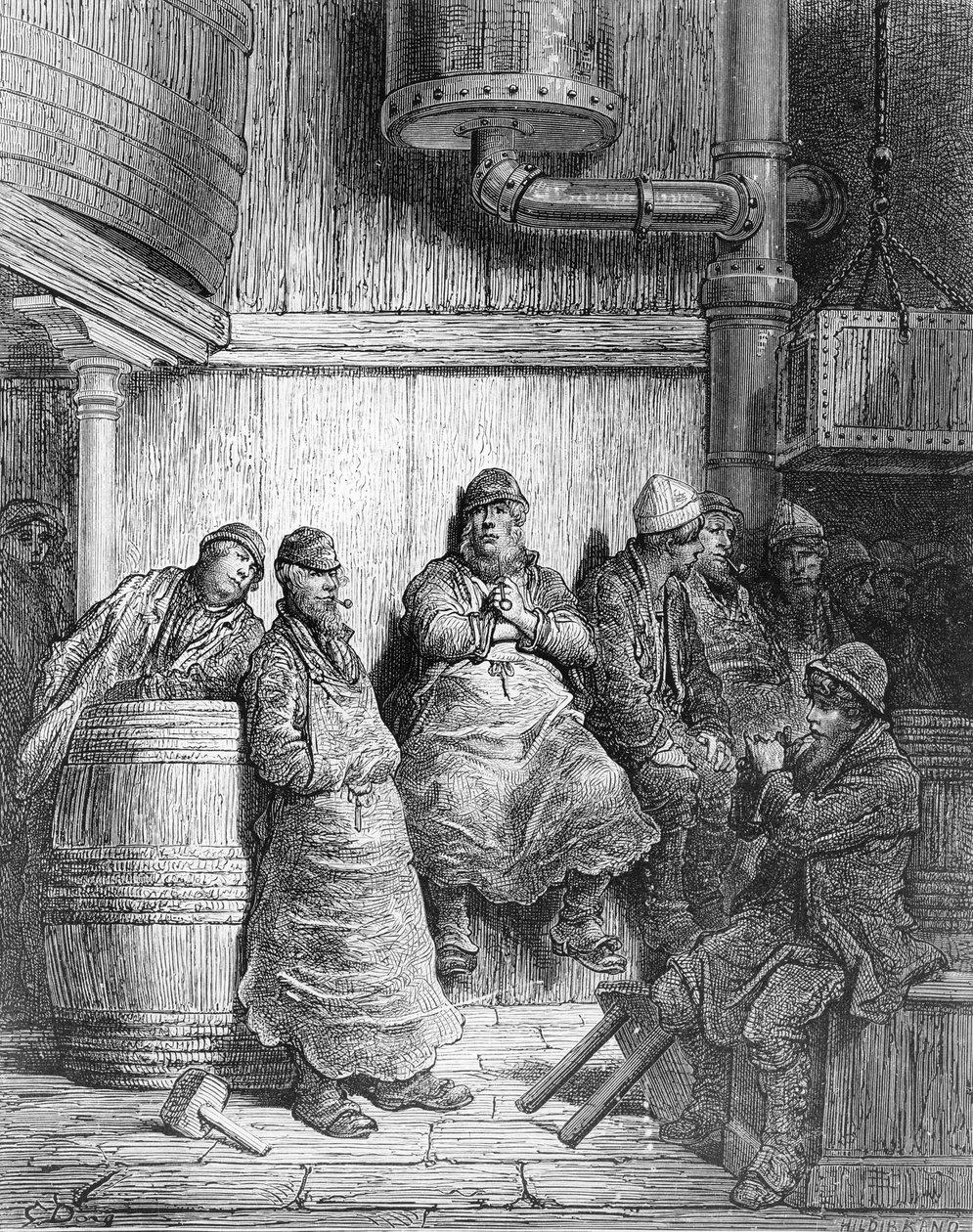 Brewers at Rest, "London, egy zarándoklat", írta William Blanchard Jerrold (1826-94) és metszett Hildibrand, kocsma. 1872 alkotó: Gustave Dore