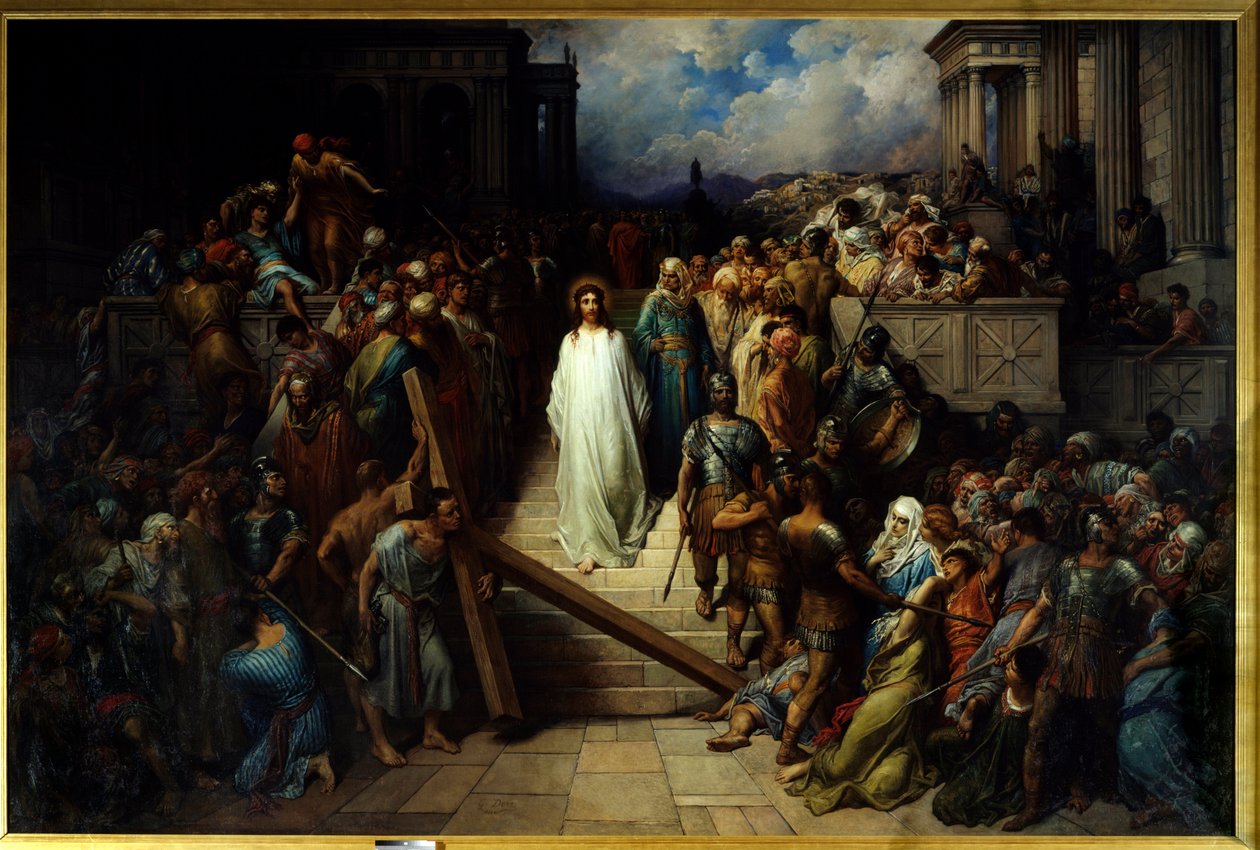 Krisztus elhagyja a papot. Miután az emberek elítélték, Jézus Krisztus megkezdte a keresztút. Gustave Dore (1832-1883) festménye alkotó: Gustave Dore