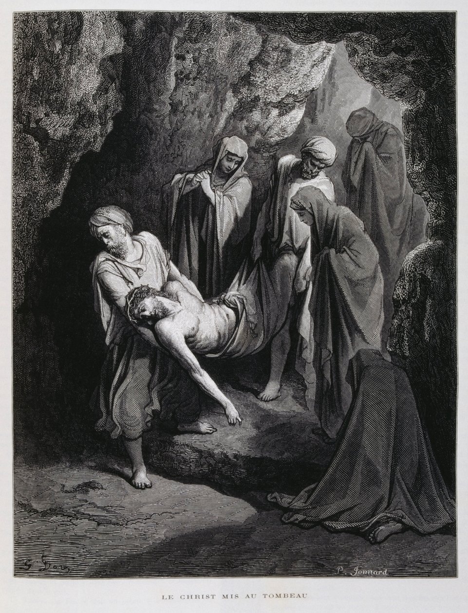 Krisztust a sírba viszik, Illusztráció a Dore Bibliából alkotó: Gustave Dore