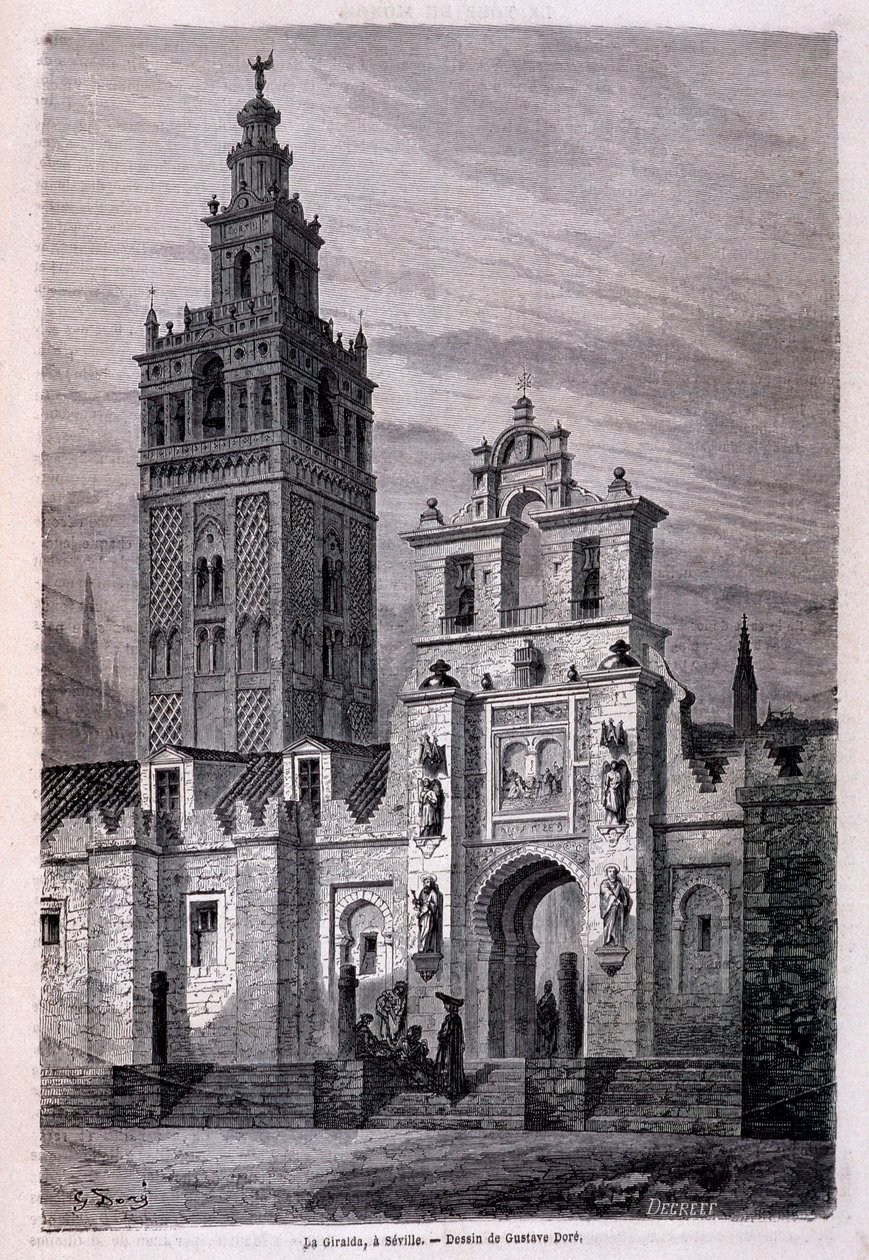 Giralda a sevilla templom, Dore, „” Tour du Monde”” 2. szem. 1866. alkotó: Gustave Dore