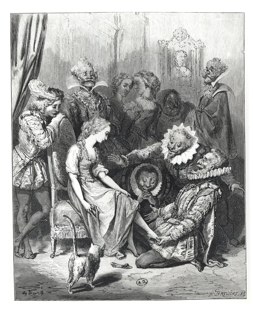 "Hamupipőke és az üvegpapucs", illusztráció a "Les Contes de Perrault"-ból, vésette Louis Henri Breviere (1797-1869), kiadó: J.Hetzel, 1862 alkotó: Gustave Dore