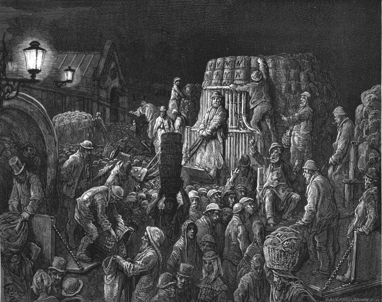 „Covent Garden Market – kora reggel”, 1872. alkotó: Gustave Dore