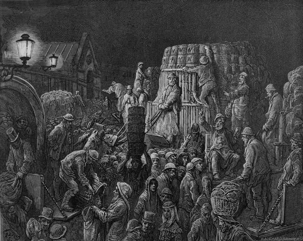 „Covent Garden Market – kora reggel”, 1872 alkotó: Gustave Dore