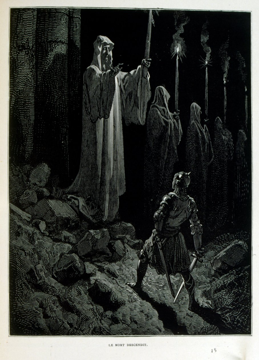 Croque-Mitaine; 1863-as illusztráció, Gustave Dore (1832-1883); Francia művész, grafikus, illusztrátor. Croque-Mitaine (A bogeyman) egy rosszindulatú karakter, amelyet a gyerekeknek mutattak be, hogy megijessze őket, és ezáltal bölcsebbé tegye őket. alkotó: Gustave Dore