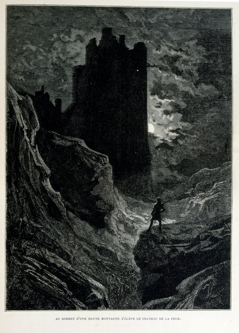 Croque-Mitaine; 1863-as illusztráció, Gustave Dore (1832-1883); Francia művész, grafikus, illusztrátor. Croque-Mitaine (A bogeyman) egy rosszindulatú karakter, amelyet a gyerekeknek mutattak be, hogy megijessze őket, és ezáltal bölcsebbé tegye őket. alkotó: Gustave Dore