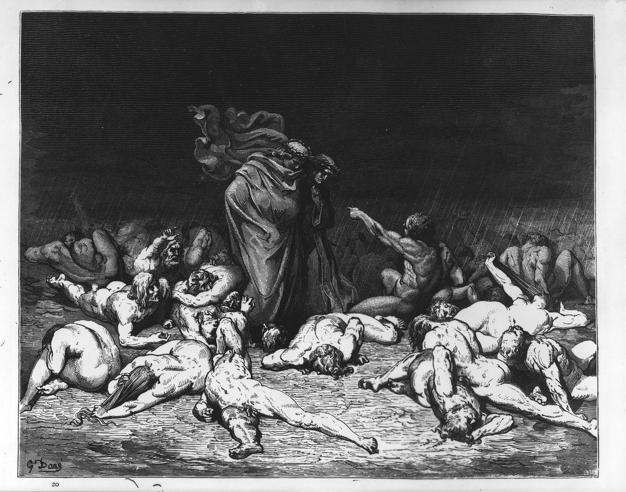 Dante és Virgil a pokolban, illusztráció a "The Divine Comedy"-ből, 1861 alkotó: Gustave Dore