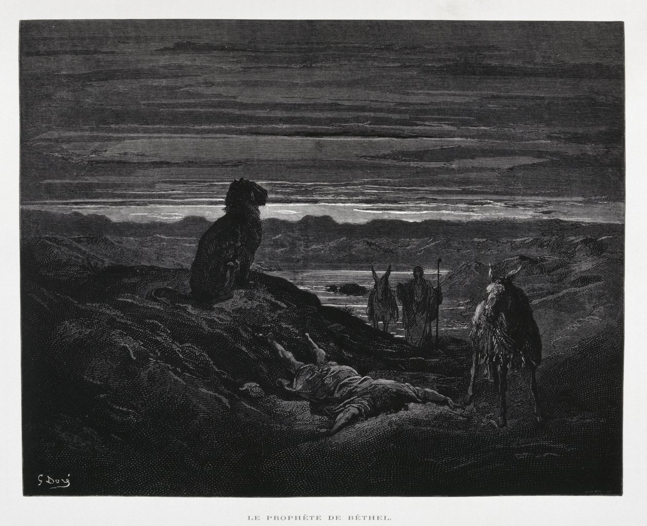 A betheli próféta halála, illusztráció a Dore Bibliából alkotó: Gustave Dore