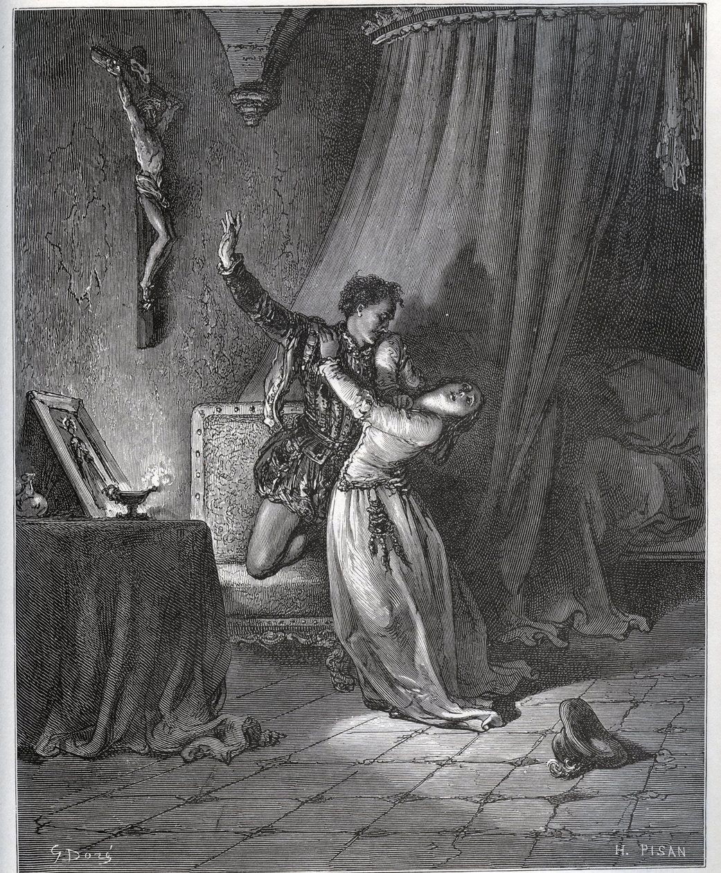 Don Fernand kinyilvánítja lángját Dorothee-nak – Miguel Cervantes „Don Quijote de la Mancha” című művéből alkotó: Gustave Dore