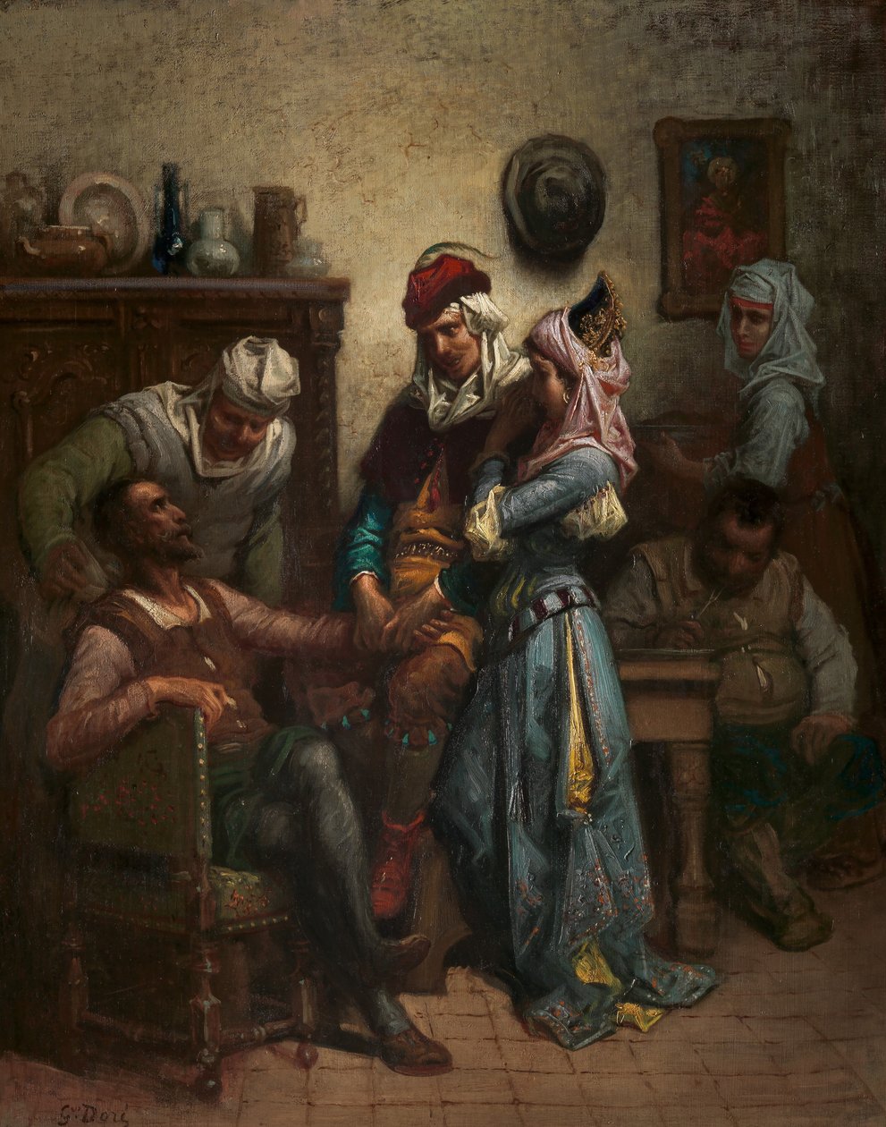 Don Quijote és Sancho Panza Basil és Quiteria szórakoztatta, alkotó: Gustave Dore