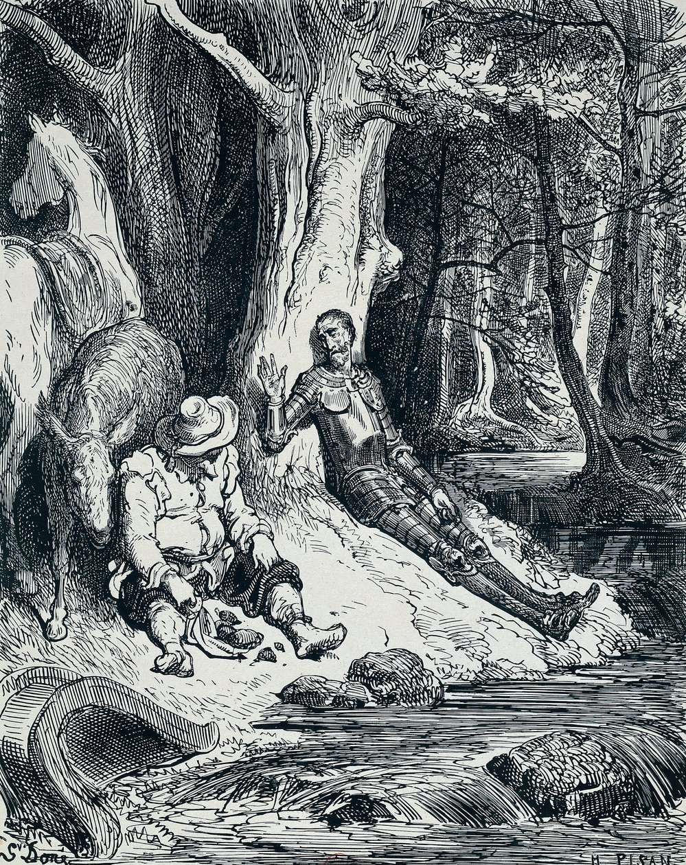 Don Quijote és Sancho Panza illusztrációban, Gustave Dore 