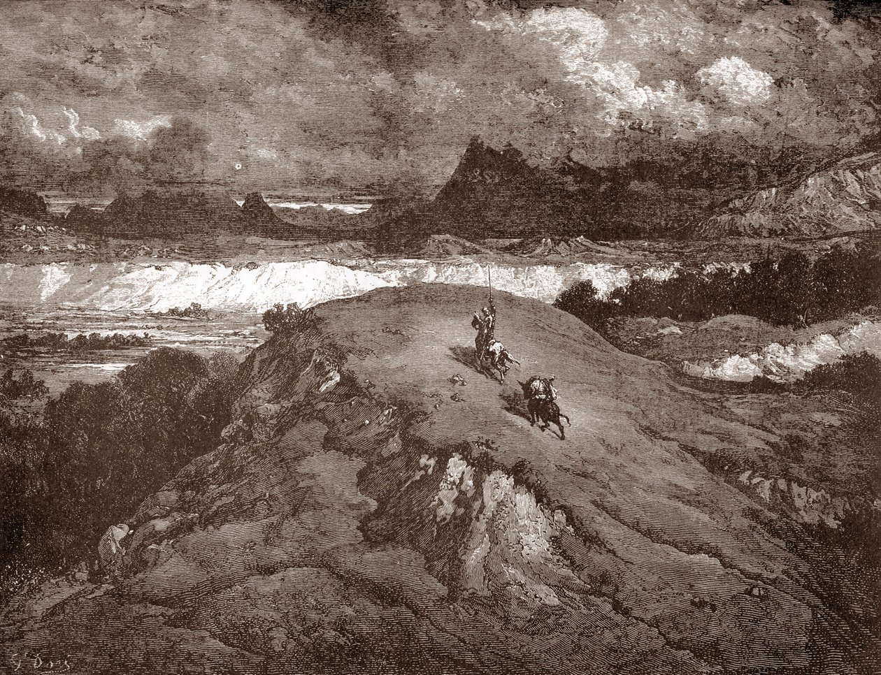 Don Quijote és Sancho Panza közeledik a sierra morenához Gustave Dore (1832-1883) metszete Miguel de Cervantes (1547-1616) „L