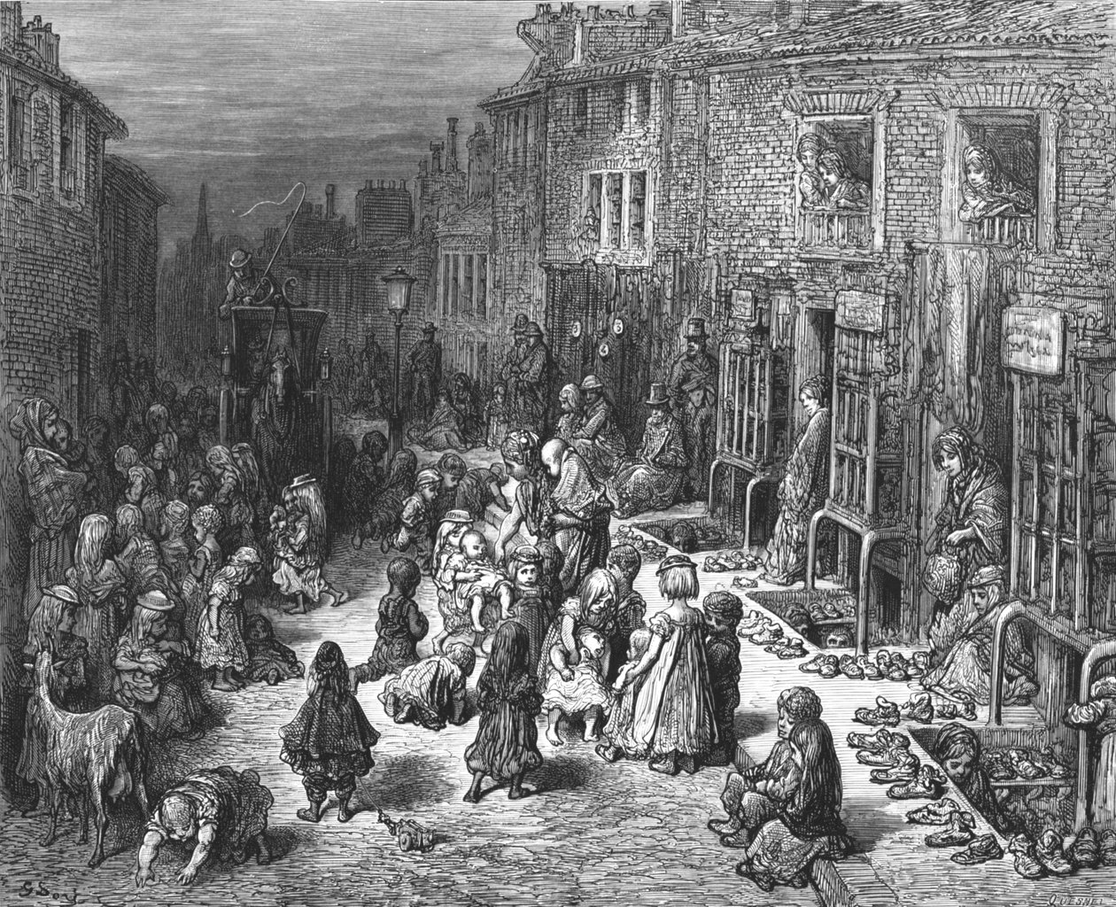 „Dudley Street, Seven Dials”, 1872. alkotó: Gustave Dore