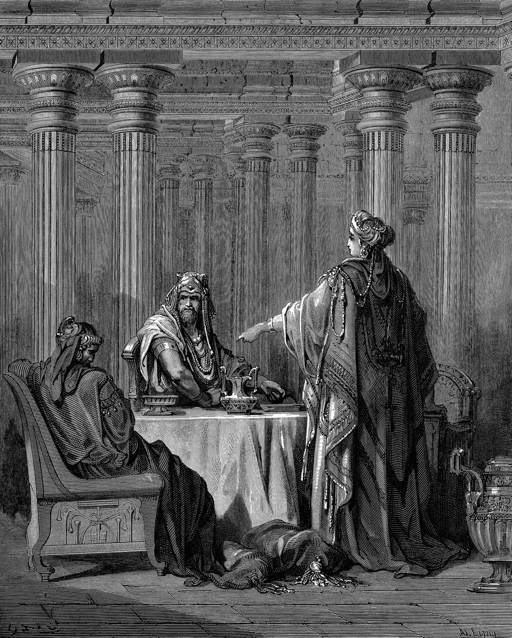 Eszter Kr.e. 450 körül férje, Ahasvérus Xerxes I. perzsa király előtt, 1866 alkotó: Gustave Dore