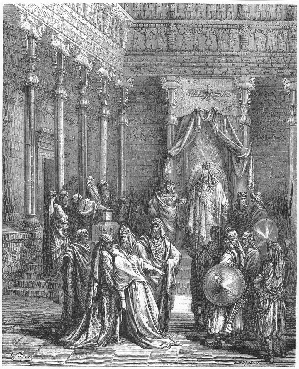 Eszter Ahasvérus jelenlétében, alkotó: Gustave Dore