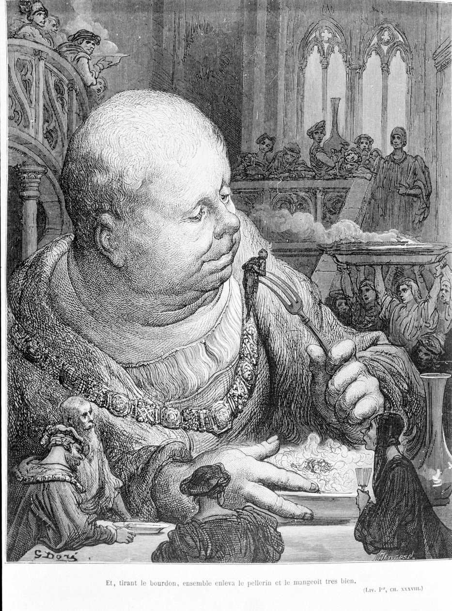 François Rabelais (1483 - 1553) Gargantua (1534) részlete: És a darázst kihúzva együtt eltávolították a pellerint, és nagyon jól megették. Gustave Dore metszete (1823-1883) alkotó: Gustave Dore