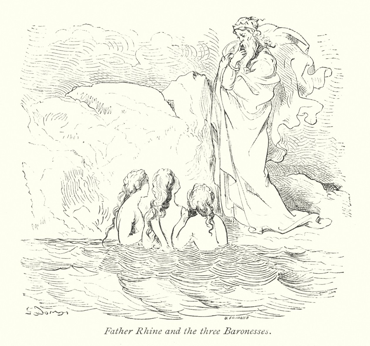 Rajna atya és a három bárónő (metszet) alkotó: Gustave Dore
