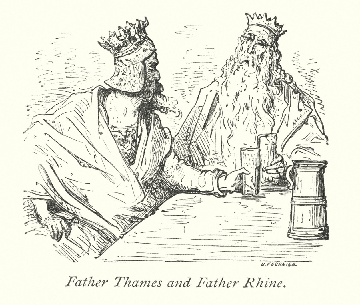 Temze atya és Rajna atya (metszet) alkotó: Gustave Dore