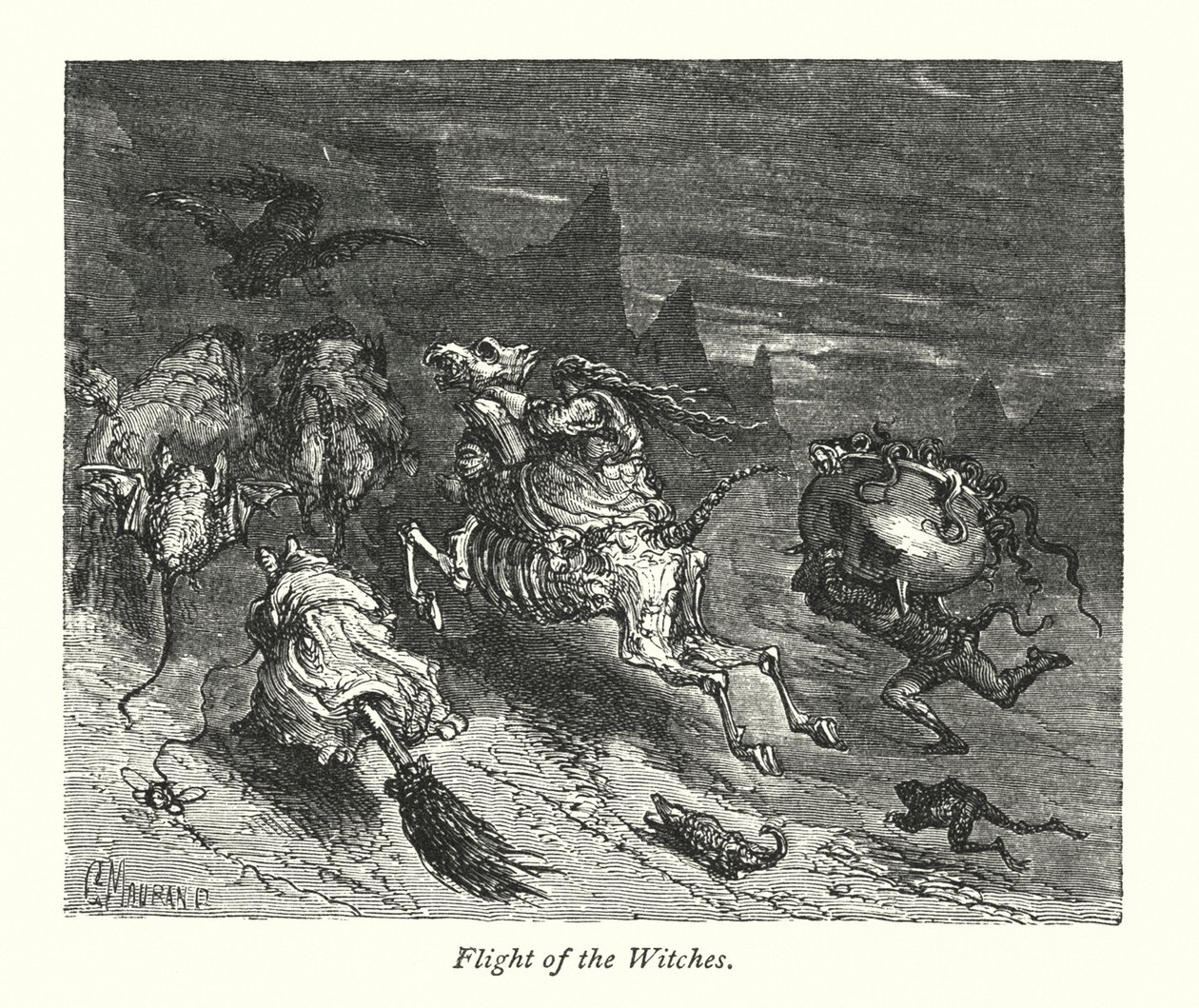 A boszorkányok repülése (metszet) alkotó: Gustave Dore