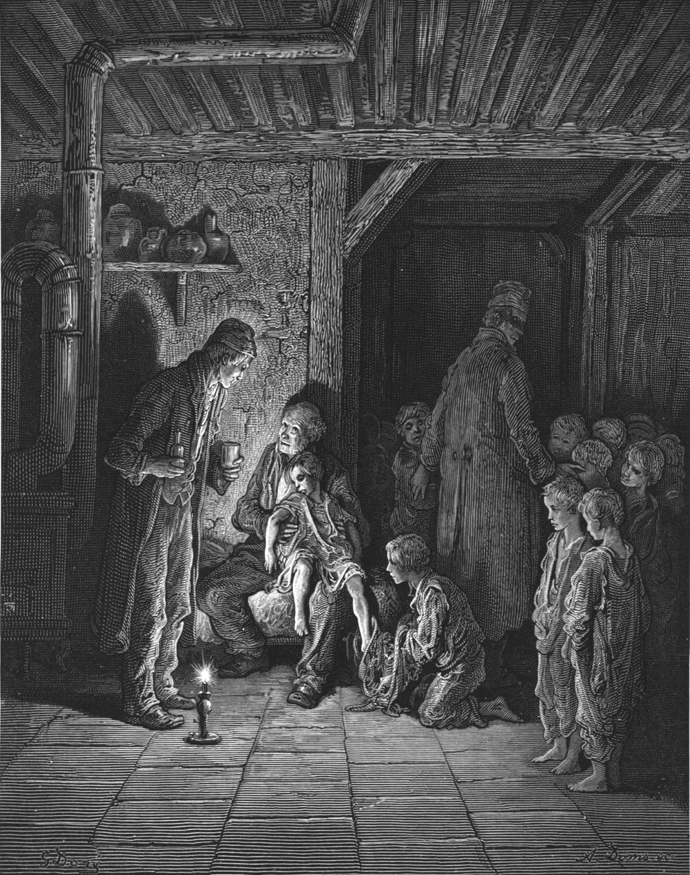 „Found in the Street”, 1872. alkotó: Gustave Dore