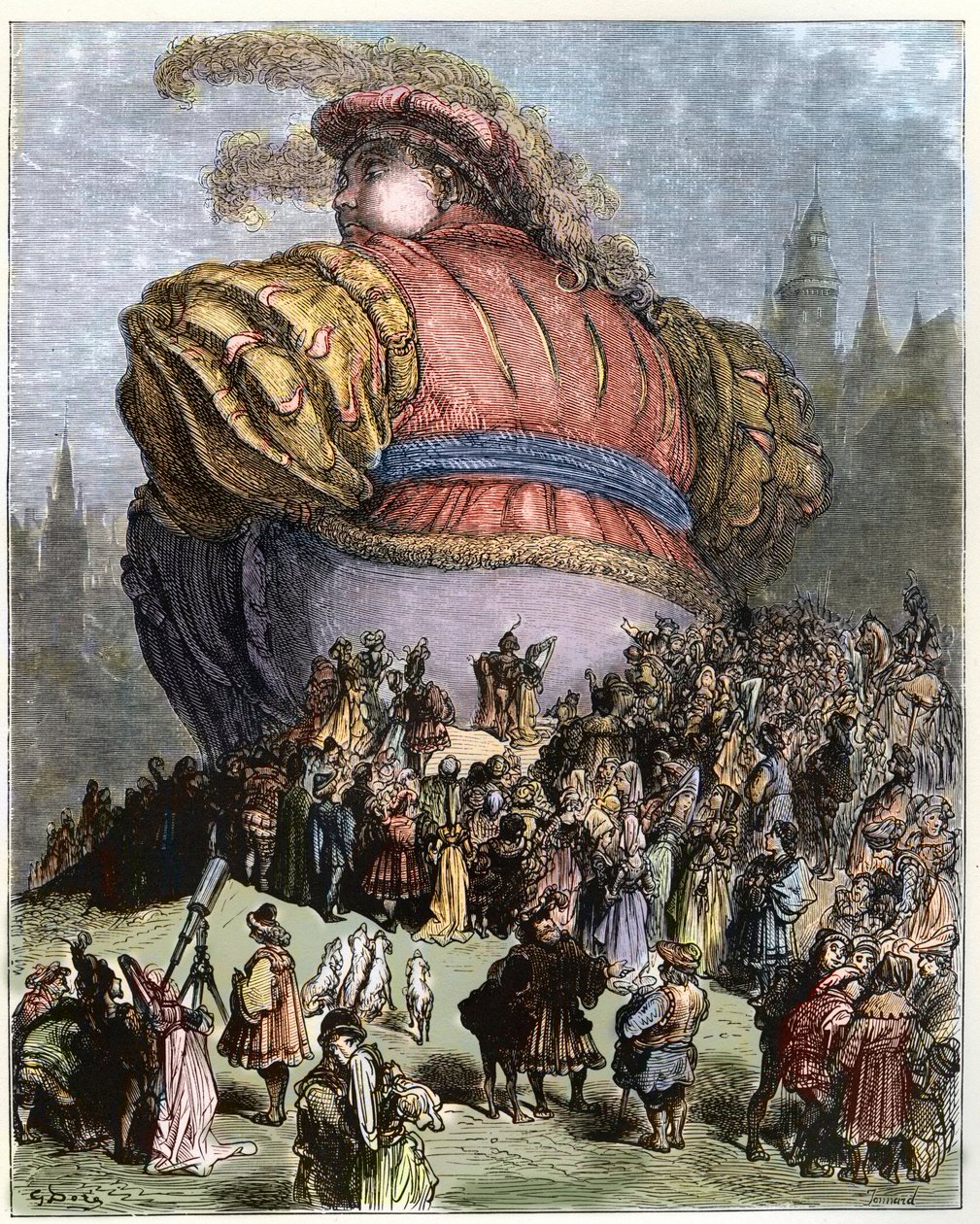 Gargantua Párizsba látogat – A párizsiak rácsodálkoznak Gargantuára – a „Gargantua és Pantagruel” illusztrációja, Francois Rabelais – Gustave Dore (1832-1883) metszet alkotó: Gustave Dore