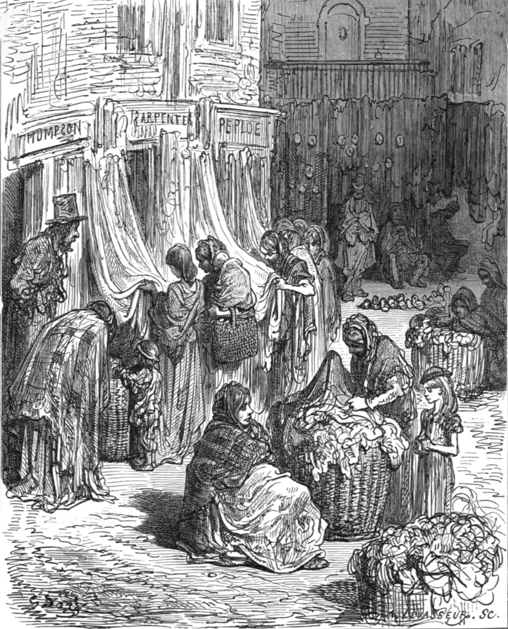 „Gloucester Street, New Cut-Old Clothes Mart”, 1872. alkotó: Gustave Dore