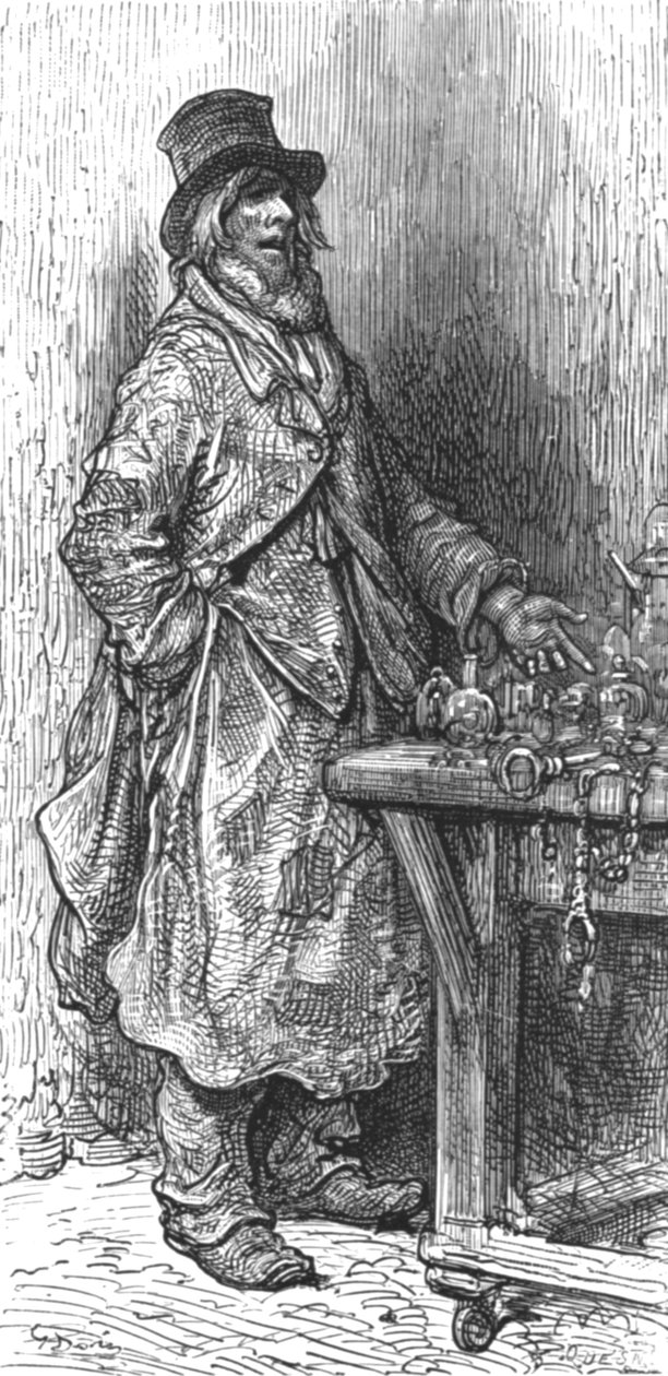 „Hardverkereskedő – Új Cut Market”, 1872. alkotó: Gustave Dore