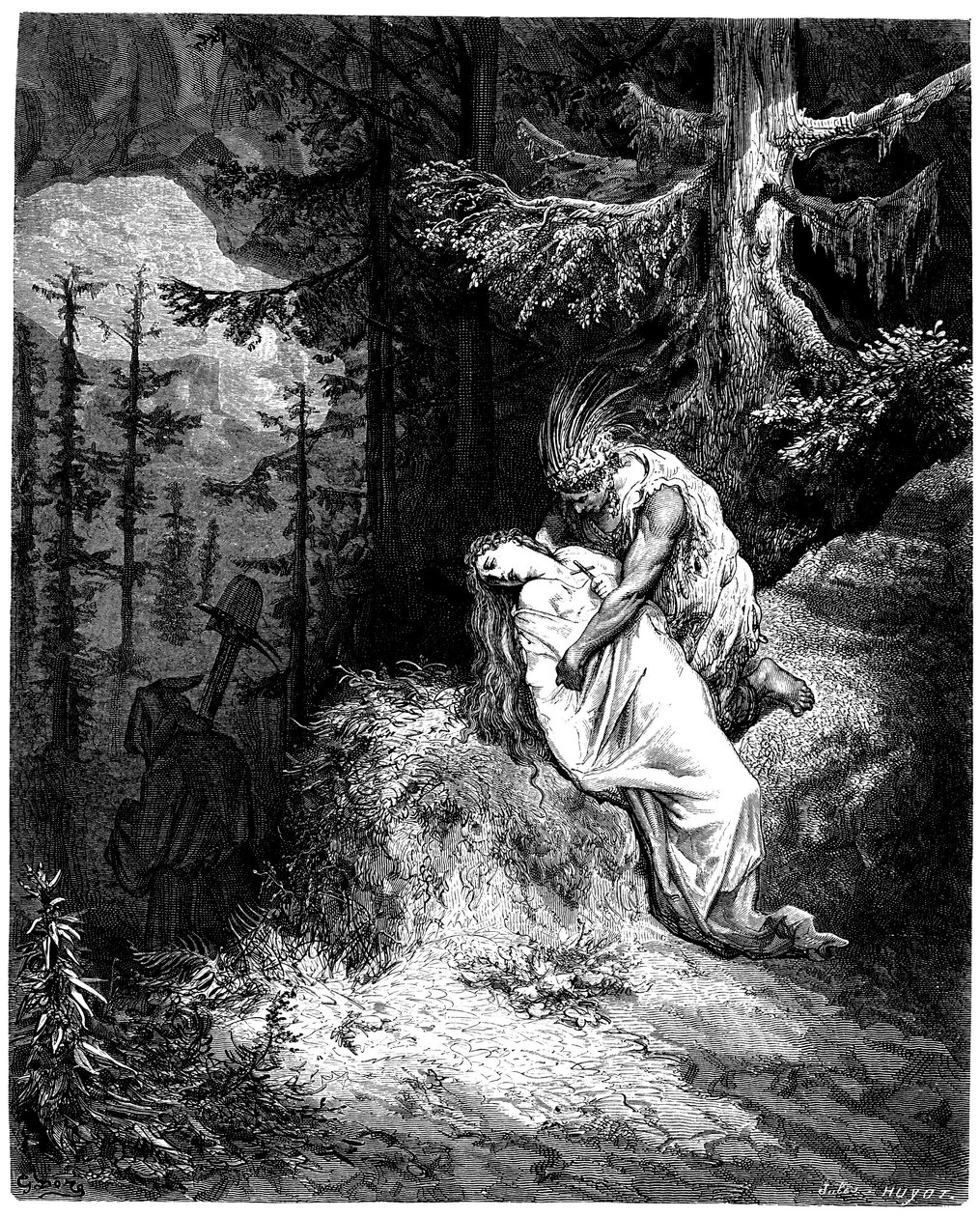 Gustave Dore (1832-1883) illusztrációja Francois Rene de Chateaubriand (1768-1848) regényéhez, Atala, Hachette kiadás 1863 - alkotó: Gustave Dore