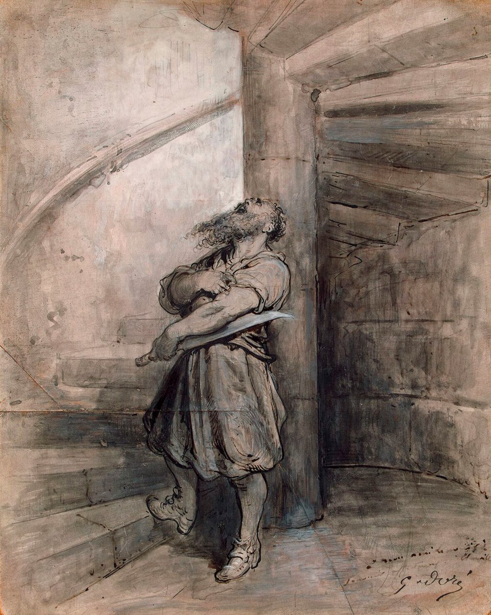 Illusztráció Charles Perrault Kékszakáll című meséhez, 1862 előtt. alkotó: Gustave Dore