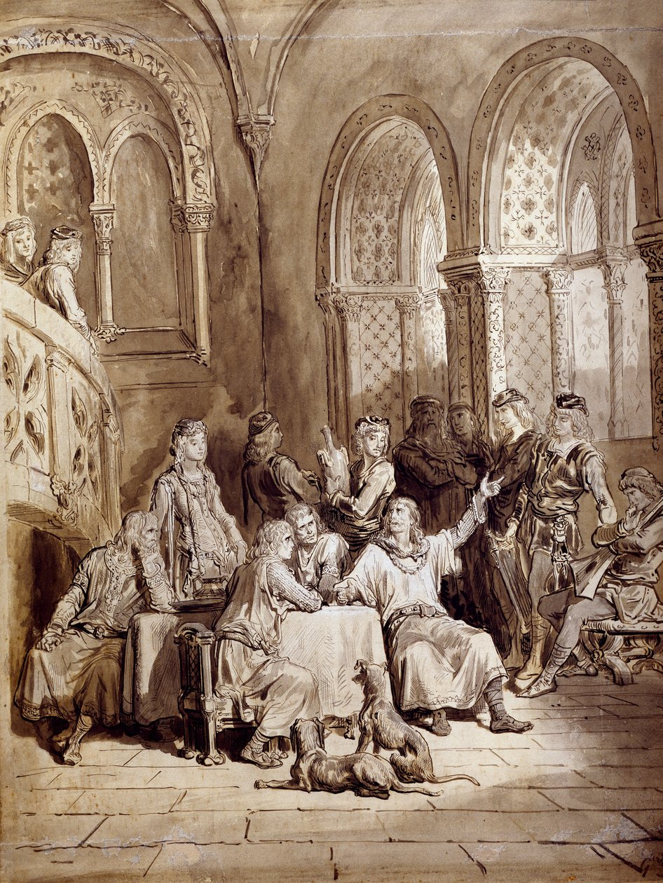 Illusztráció Albert Tennyson (1809-1892) A király idilljei című verssorozatához, Gustave Dore metszete (1832-1883) alkotó: Gustave Dore