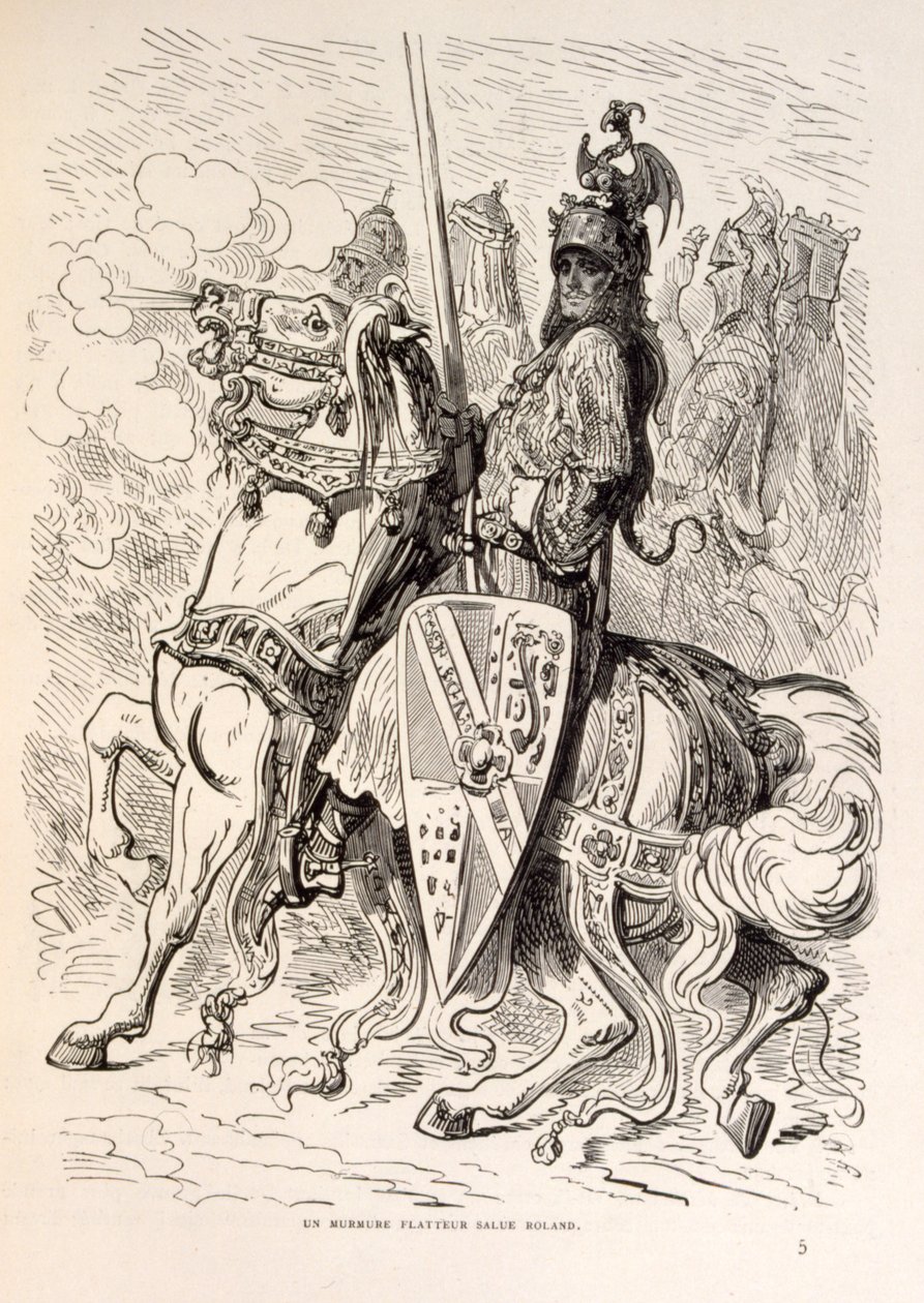 Illusztráció: Roland lóháton. a La legende de Croque-Mitaine című kötetből. alkotó: Gustave Dore