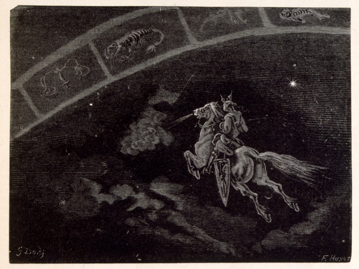 A Skorpió csillagjegy illusztrációja. a La legende de Croque-Mitaine című kötetből. alkotó: Gustave Dore