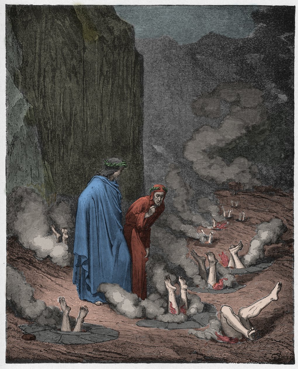 Inferno, 19. ének: Dante megfeddi III. Miklós pápát alkotó: Gustave Dore