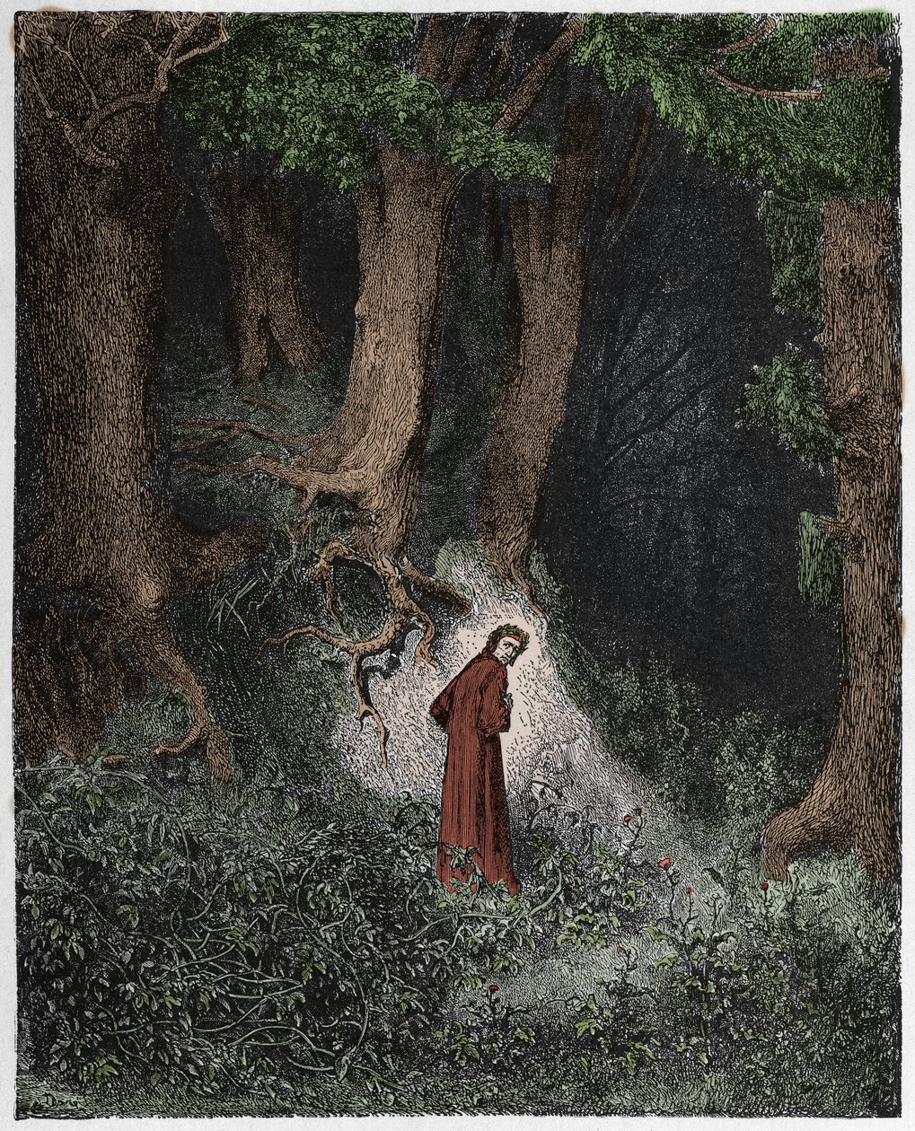 Inferno, 1. ének: Dante a vad erdőben, illusztráció Dante Alighieri "Isteni színjátékából", 1885 alkotó: Gustave Dore