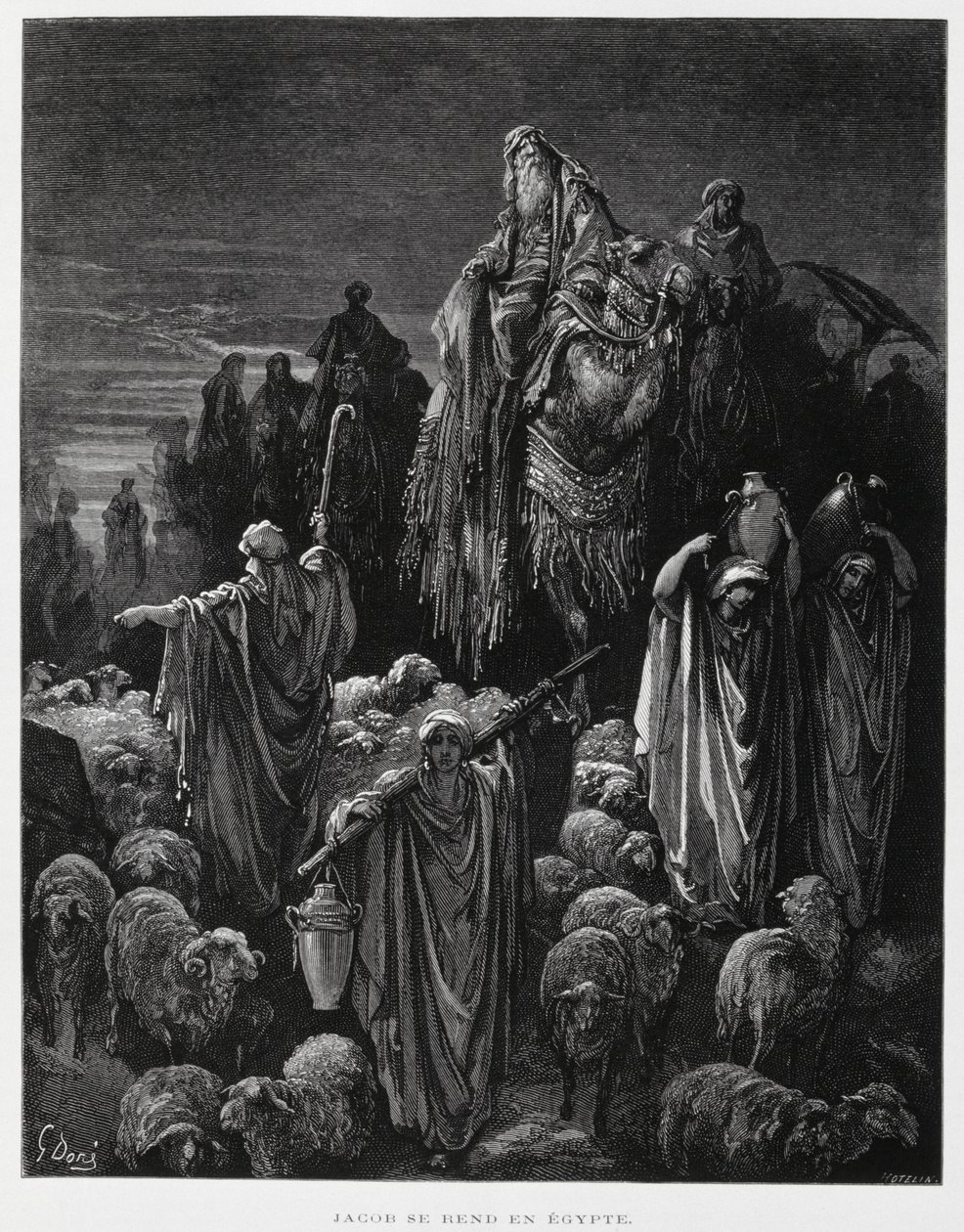 Jákob és fiai megérkeznek Egyiptomba, Illusztráció a Dore Bibliából alkotó: Gustave Dore