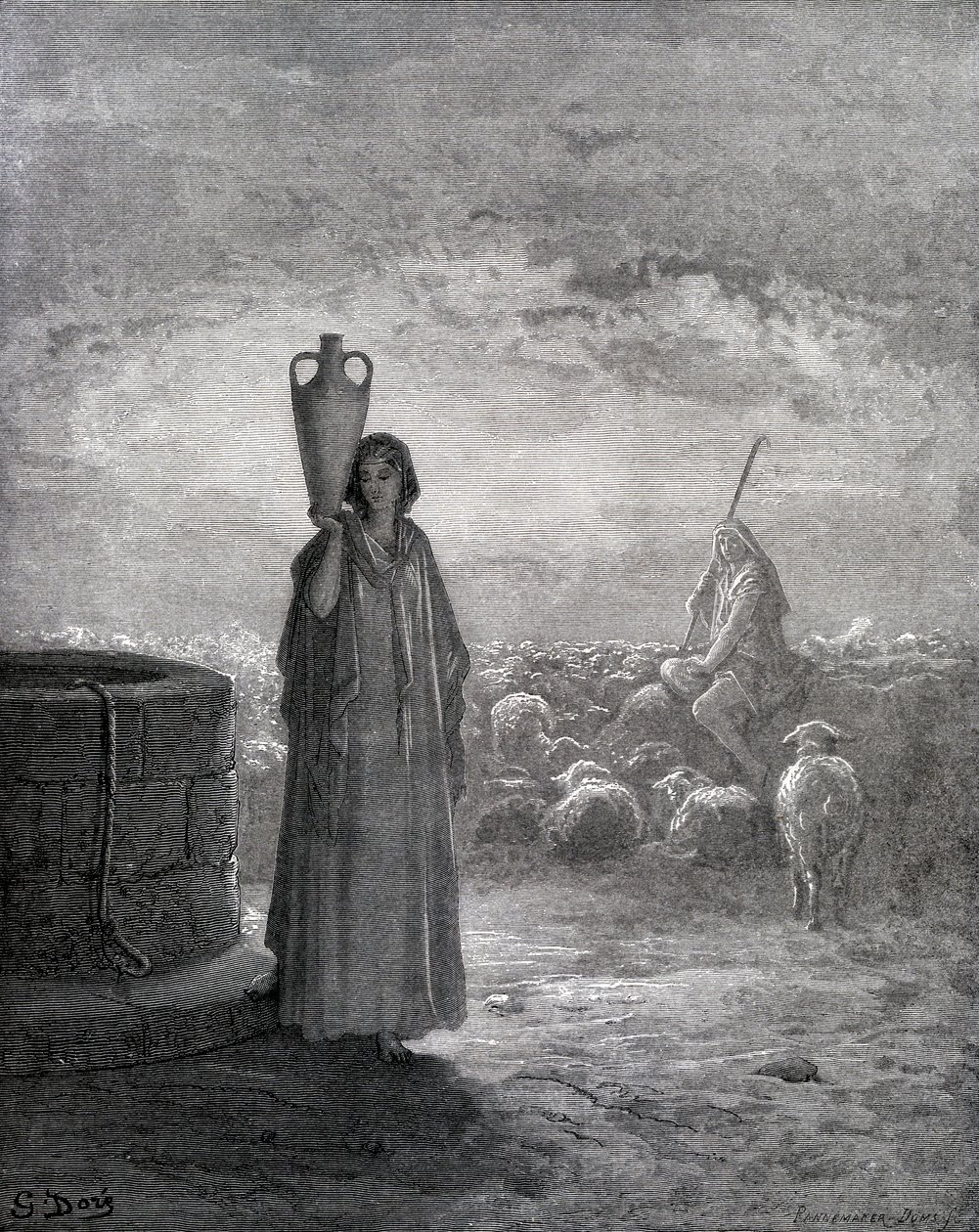 Jákob Lábán nyájait legeltette alkotó: Gustave Dore