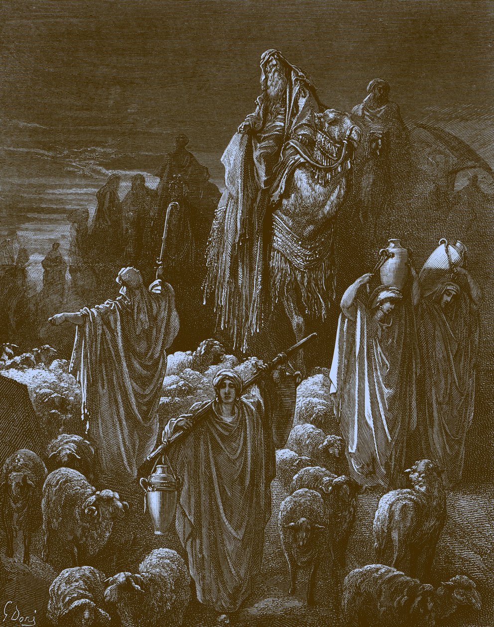 Jákób Egyiptomba utazik, írta Doré - Biblia alkotó: Gustave Dore