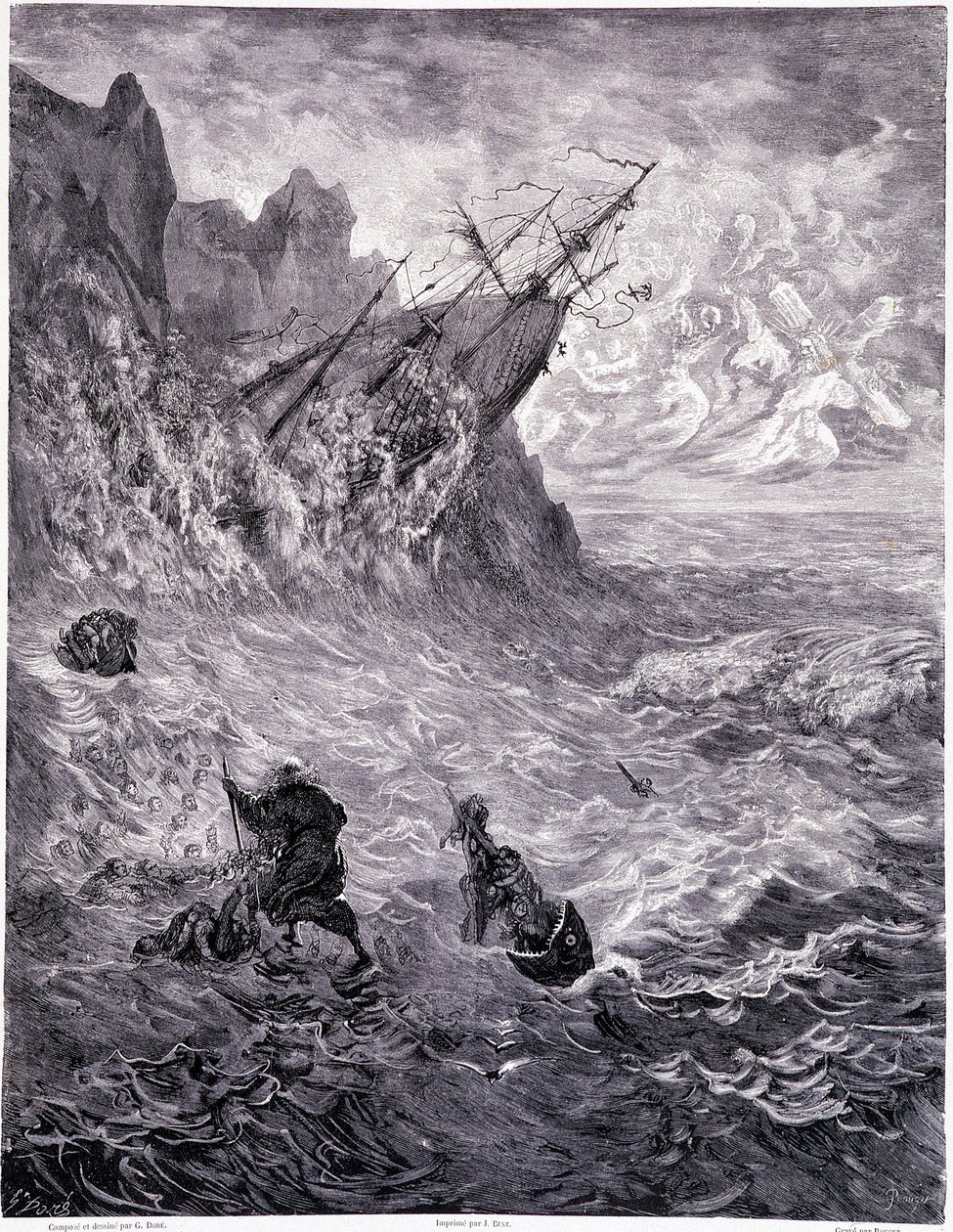 Átkelek a tengereken... X. tábla – Gustave Dore (1832-1883) illusztrációja, a La legende du Jeif vándorlásához, Pierre Dupont, Librairie du Magasin Picturesque kiadás, Párizs 1862 alkotó: Gustave Dore