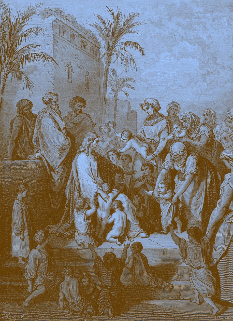 Jézus megáldja a gyerekeket, Doré. - Biblia alkotó: Gustave Dore