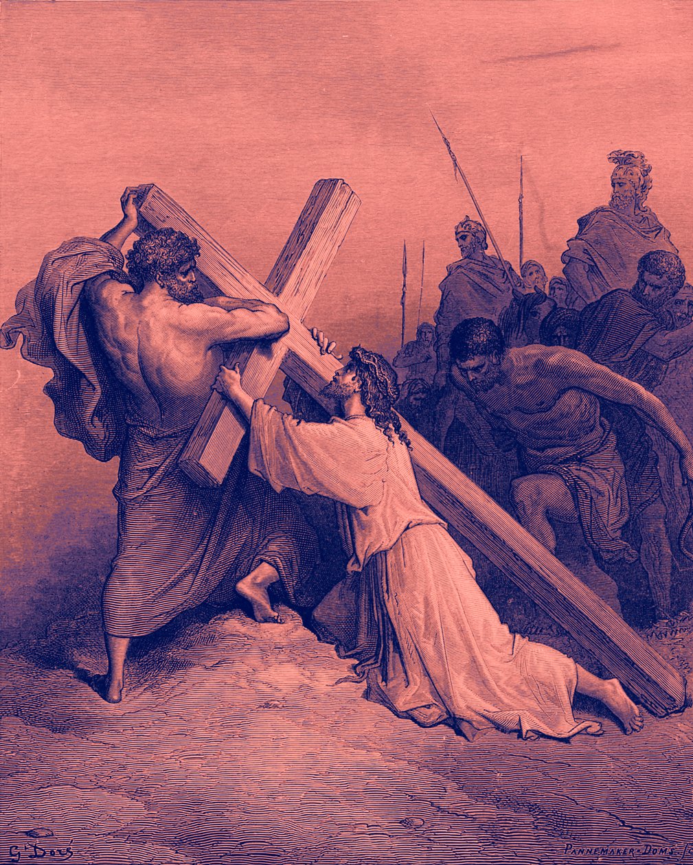 Jézus leesik a kereszt alatt - Biblia alkotó: Gustave Dore