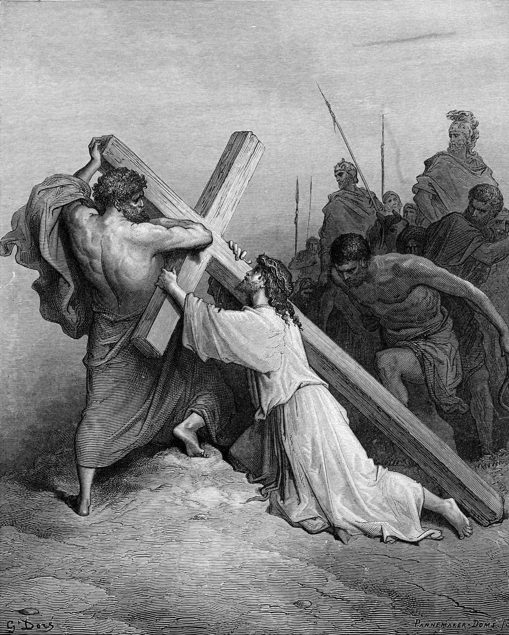 Jézus leesik a kereszt alatt - Biblia alkotó: Gustave Dore
