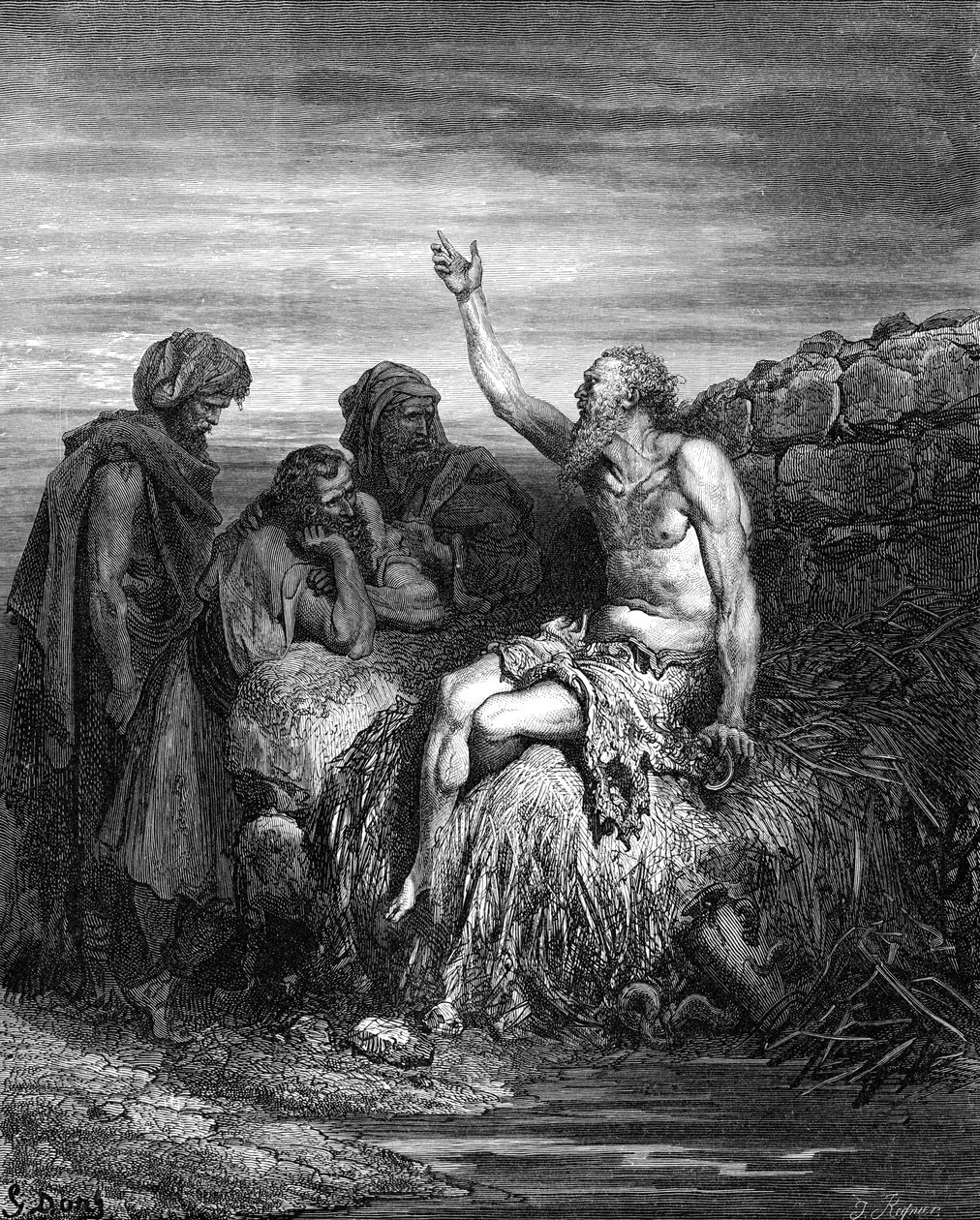 Job és barátai, Doré metszete. - Biblia alkotó: Gustave Dore