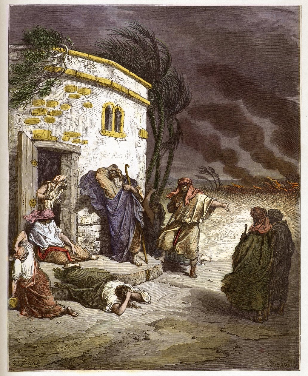 Job hallása romjairól - Job learant sa ruine - - metszet Gustave Dore (1832-1883) „The Bible illustree”-be - Metszet a „” The Dore Bible”-ből” alkotó: Gustave Dore